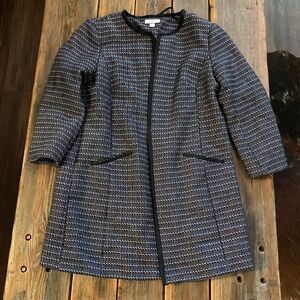 Blue white and magenta jacket